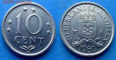Нид. Антильские острова - 10 центов 1980 года до 8.03 - Нидерландские Антильские острова 10 центов, 1980