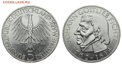 ФРГ. 5 марок 1964 г. Фихте. До 04.03.20. - DSH_7528.JPG
