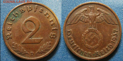 Германия 2 пфенинга 1937 год До 03-03 в 22-00 МСК - 2 пф 1937 г