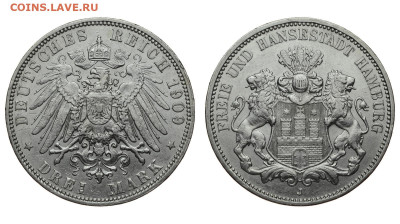Гамбург. 3 марки 1909 г. До 04.03.20. - DSH_7544.JPG