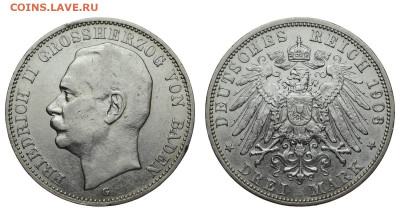 Баден. 3 марки 1908 г. Фридрих II. До 04.03.20. - DSH_7550.JPG