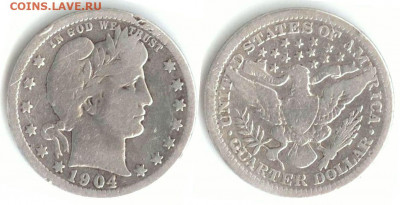 ¼ доллара 1916 года США - США 1.4 доллара 1904 KM-114 601