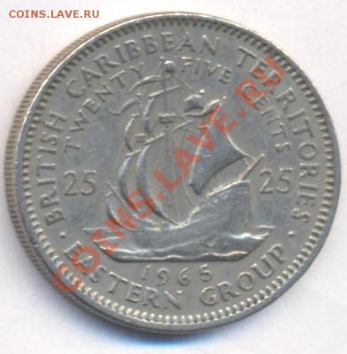 Карибские о-ва 25 центов 1965 г.До 24.08.11 г. 21-00 МСК. - Карибы 65.1