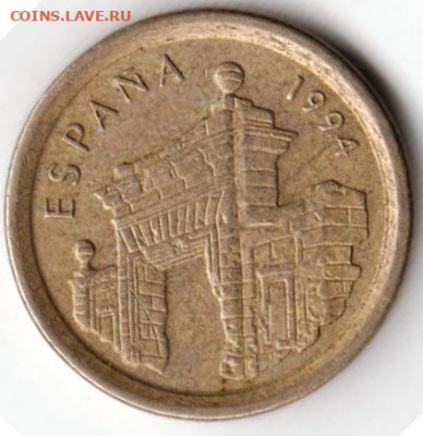 Испания 5 песет 1994 г. до 24.00 10.03.20 г. - 030