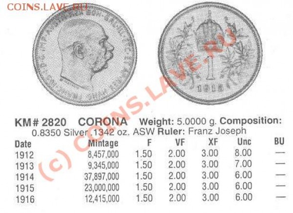 серебренная 1 крона 1916 австро-венгрия - крона.JPG