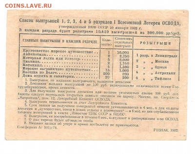 Лотерея ОСВОД.1 РУБЛЬ.1932    08.03 - 222 015