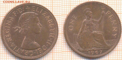 Великобритания 1 пенни 1967 г., до 12.03.2020 г. 22.00 по Мо - Великобритания пенни 1967 102