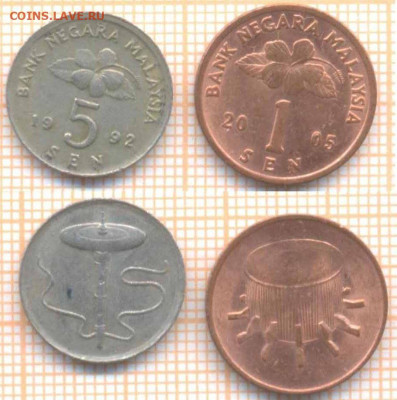 Малайзия 1 сен 1992, 5 сен 2005 г., до 12.03.2020 г. 22.00 п - Малайзия 2 монеты 178