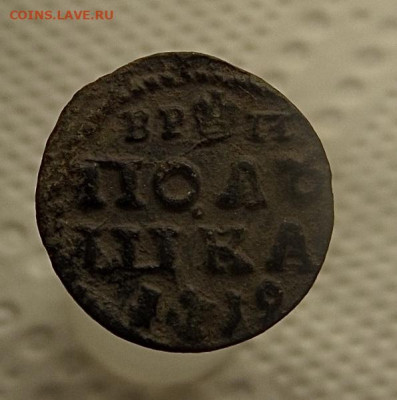 Копейка Петра. 2 штуки. И полушка 1719года. - F3096DA5-B5C9-476A-9808-B0B90FC62336