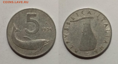 Италия 5 лир 1954 г дельфин с 1 рубля - 14.03 22:00мск - IMG_20200308_174334