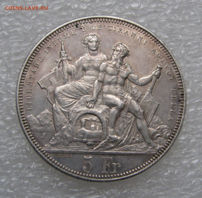 Швейцария. 5 ФРАНКОВ 1883 г. Стрелковый фестиваль в Лугано. - 5ФР (2).JPG