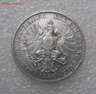 Пруссия. Вильгельм I. 1 ТАЛЕР 1866 года. Юбилейный. UNC. - 1тлр1866 (2).JPG