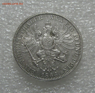 Пруссия. Вильгельм I. 1 ТАЛЕР 1866 года. Юбилейный. UNC. - 1тлр1866.JPG
