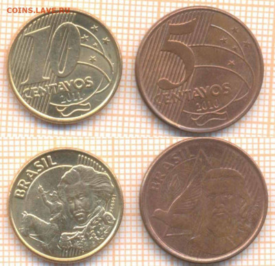 Бразилия 5с 2010, 10с 2011 г., до 15.03.2020 г. 22.00 по Мос - Бразилия 2 монеты 322