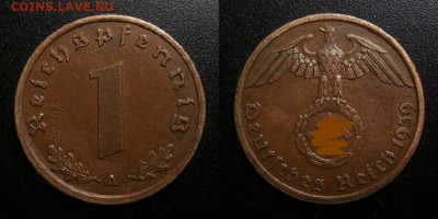 Германия (3-й Рейх) – 1 рейхспфенниг (1939 А) до 12.03 (22.0 - Германия (3-й Рейх) – 1 рейхспфенниг (1939 А) №1