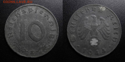 Германия (3-й Рейх) 10 рейхспфеннигов (1944 Е) до 12.03 (22. - Германия (3-й Рейх) – 10 рейхспфеннигов (1944 Е)