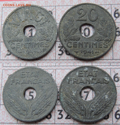 Франция 20 сантимов 1941 цинк 2 типа до 13.03 - Франция Zn