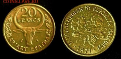 Мадагаскар 1971 г. 20 франков - мадагаскар 1971-20франк-70р