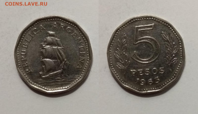 Аргентина 5 песо 1963г корабль с 1 рубля - 17.03 22:00мск - IMG_20200308_180004