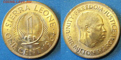 Сьера Леоне 1 цент 1964 год До 16-03 в 22-00 МСК - сьера