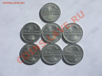 50 пфеннигов.Германия. 1919A; 1920G,J; 1921G,F,J; 1922A,G,J. - 50 пф алл Веймар - 2