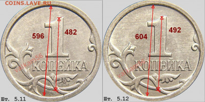 1 копейка 2007 М. Шт. 5.11Б??? - 5.11 и 5.12 сравнениие 1
