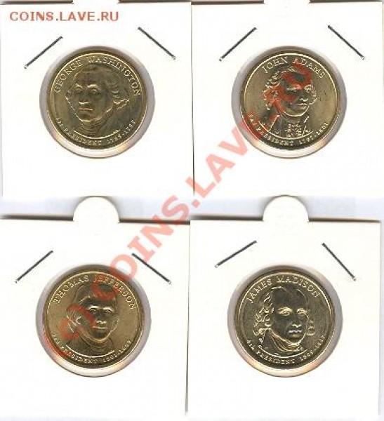1$ США 2007 Президенты 4 монеты - USA_pres