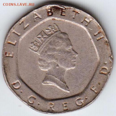 Великобритания 20 пенсов 1990 г. до 24.00 22.03.20 г. - 057