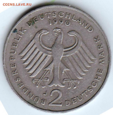 ФРГ 2 марки 1990 г. J до 24.00 27.03.20 г. - 042