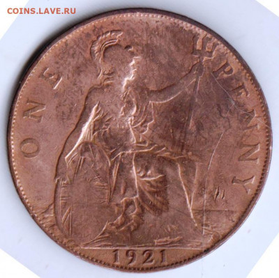 Великобритания 1 пенни 1921 г. до 24.00 28.03. 20 г. - 056