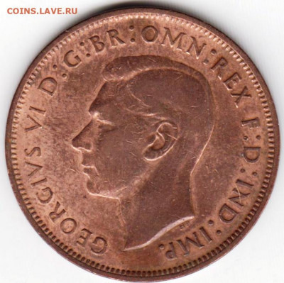 Великобритания 1 пенни 1938 г.  до 24.00 28.03. 20 г. - 021