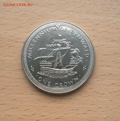 Крона Шайба Остров Мэн 1 крона 1979 1000 лет Тинвальд - krona_shajba_ostrov_men_1_krona_1979_1000_let_tinvald_kogg_korabl_parusnik_lodka_flot