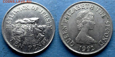 Джерси - 10 пенсов 1992 года до 1.04 - Джерси 10 пенсов, 1992