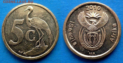 ЮАР - 5 центов 2010 года (Фауна) до 1.04 - ЮАР 5 центов, 2010