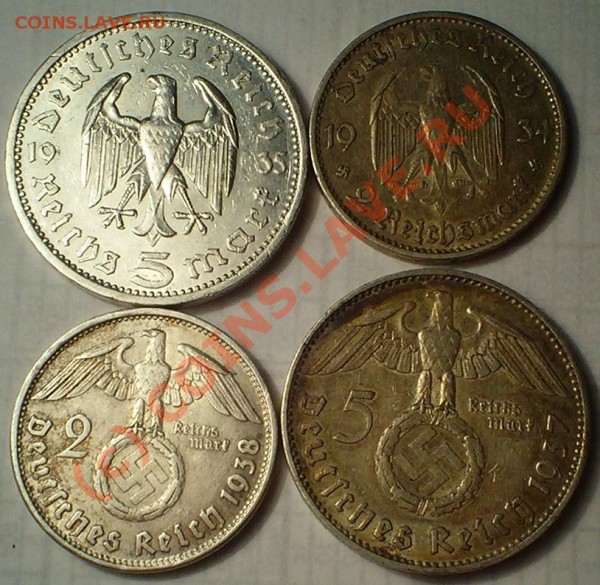 3-й рейх, 5марок 35, 37г, 2 марки 34, 38г - 103D1424.JPG