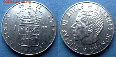 Швеция - 1 крона 1973 года до 1.04 - Швеция 1 крона, 1973