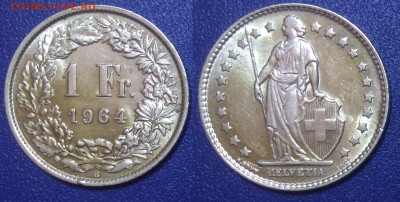 Швейцария 1 франк, 1964 до 27.03.2020 г. 22-00 по Москв - 10