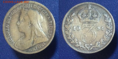 Великобритания 3 пенса, 1901 до 27.03.2020 г. 22-00 по Москв - 7