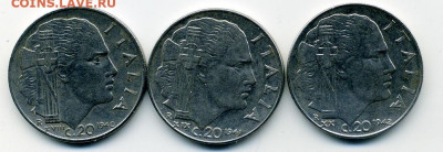 Фашистская Италия 1940-42гг. 20 чентезимо. 3 шт. до 1 04 20 - File0462