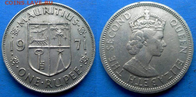 Маврикий - 1 рупия 1971 года (с жёлобом на гурте) до 3.04 - Маврикий 1 рупия, 1971