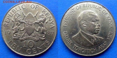 Кения - 10 центов 1987 года (30.8мм) до 3.04 - Кения 10 центов, 1987