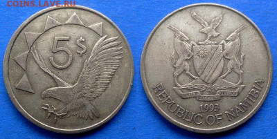 Намибия - 5 долларов 1993 года (Фауна) до 3.04 - Намибия 5 долларов, 1993