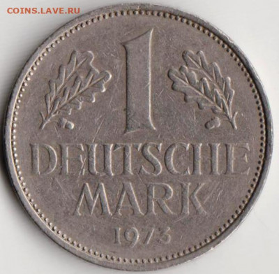 ФРГ 1 марка 1973 г. G до 24.00 04.04. 20 г. - 057
