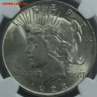 США. Мирный доллар 1923 s. В слабе NGC. - 1 доллар а