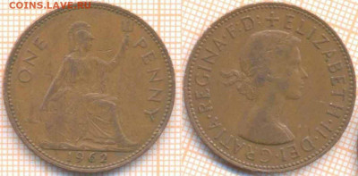 Великобритания 1 пенни 1962 г., до 06.04.2020 г. 22.00 по Мо - Великобритания 1 пенни 1962 467