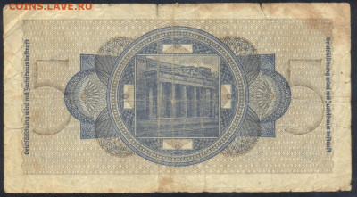 Германия (3-ий Рейх) 5 марок 1939-45 г. Для оккупированных - 5 м. 1939