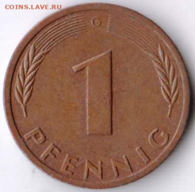 Германия 1 пфенниг 1991 г. G до 24.00 08.04. 20 г. - 085