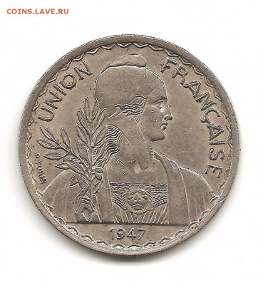 Франция.ИндоКитай. 1 пиастр.1947    05.04 - 111 015