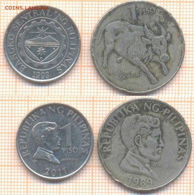 Филиппины 1 писо 1989,2011 г., до 08.04.2020 г. 22.00 по Мос - Филиппины 1 писо 1989 2011 490