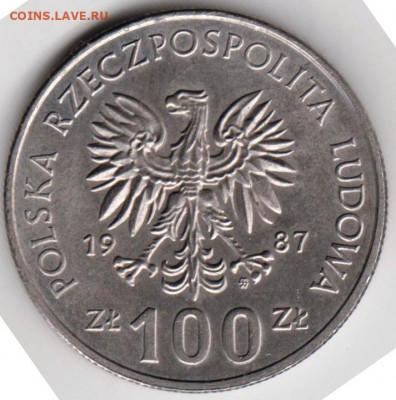 ПОЛЬША 100 злотых 1987 г. Казимир III до 24.00 11.04. 20 г. - 009